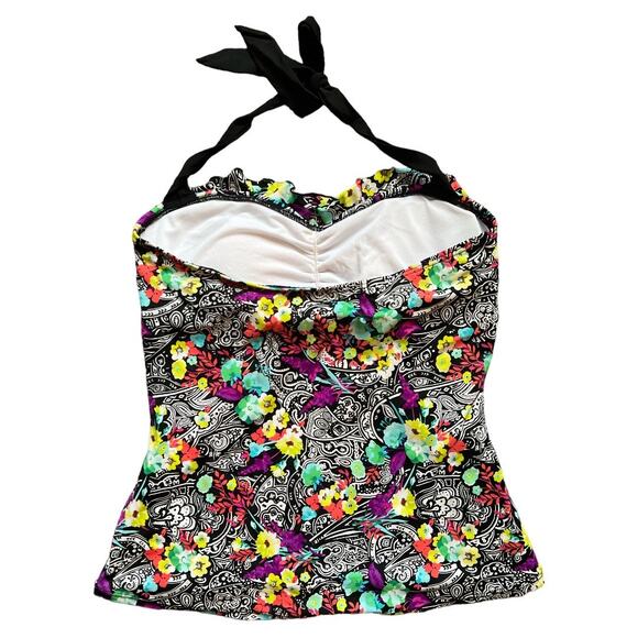 24th & Ocean Multicolor Floral Print Halter Swim Top, XL - Picture 4 of 6